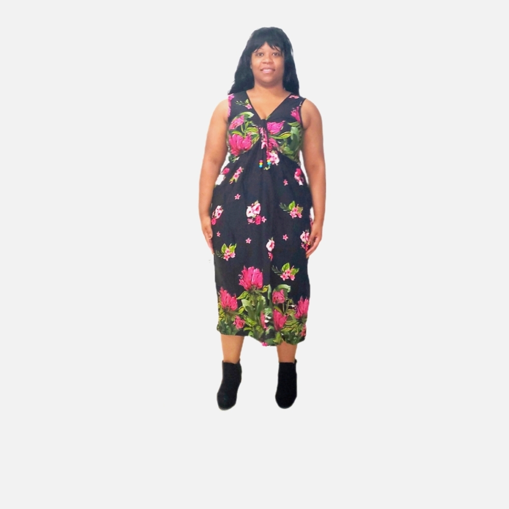 Black/Green Beach Boho Dress